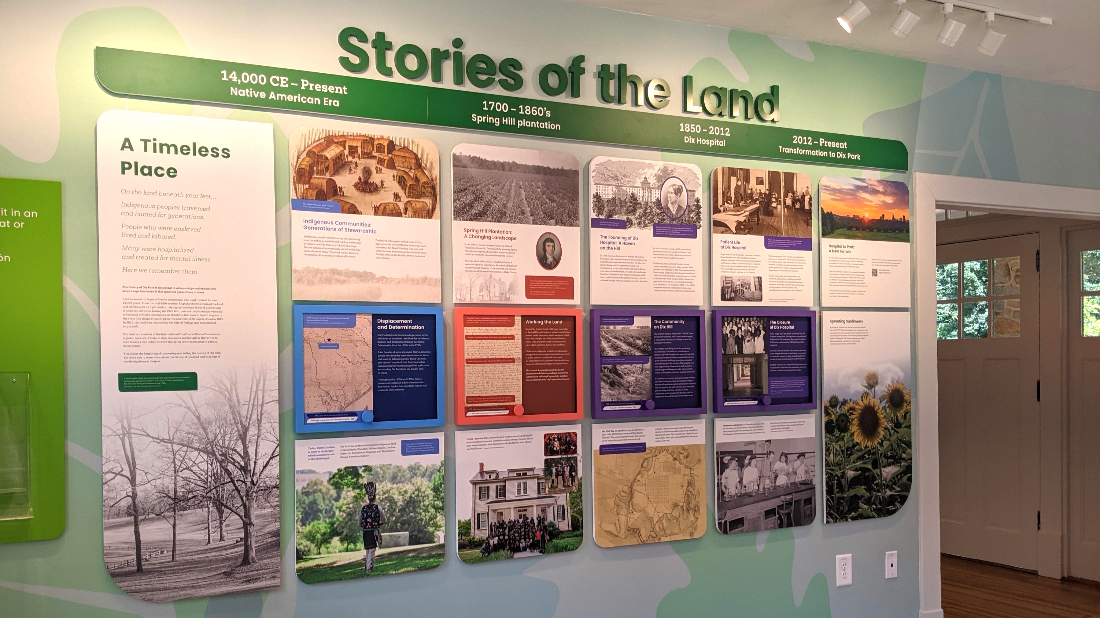 Gatekeepers Visitor Center History Exhibit display on the wall.