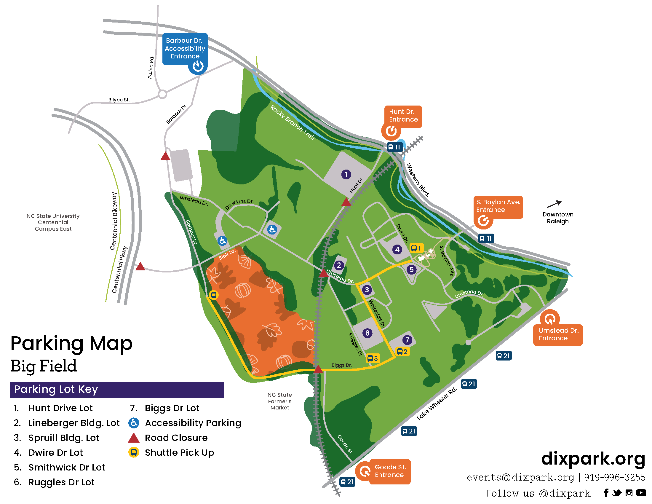 Falling for Local 2024 Parking and Shuttle Route Map