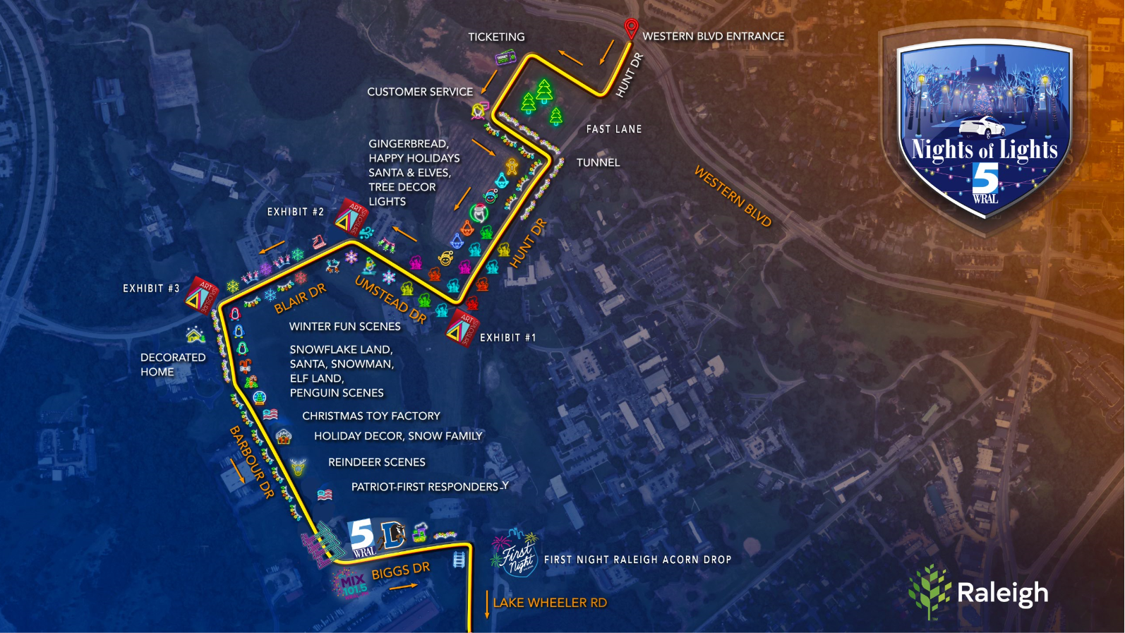 Nights of Lights event route map graphic