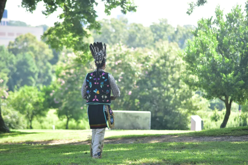 Native American blessing the land