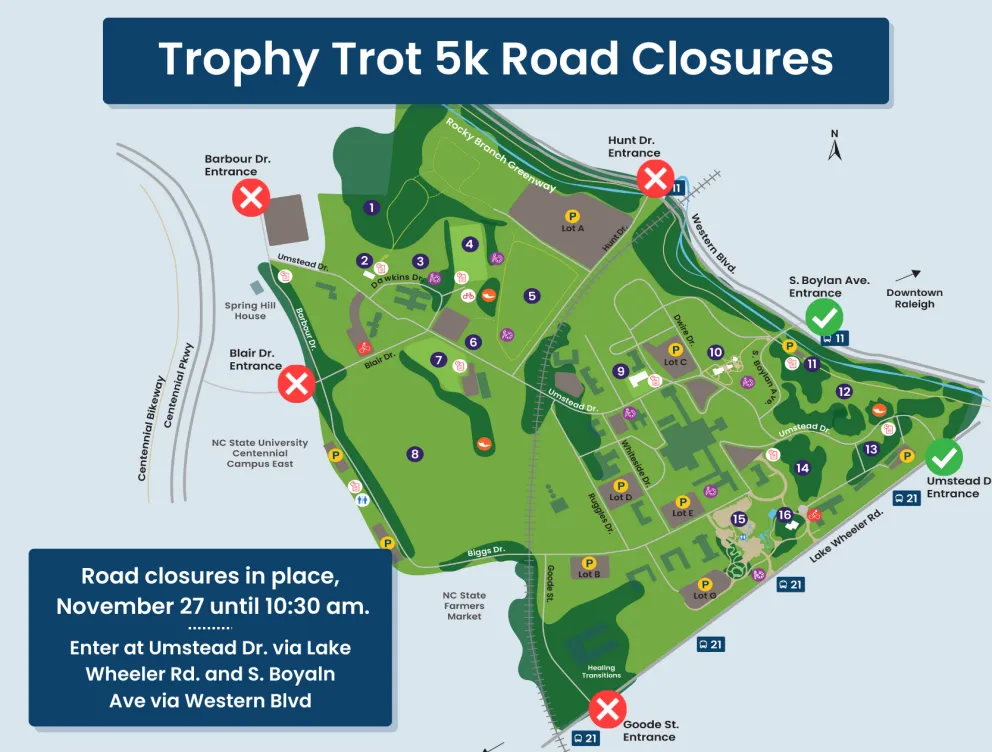 2025 Thanksgiving Day Trophy Trot 5k road closures map