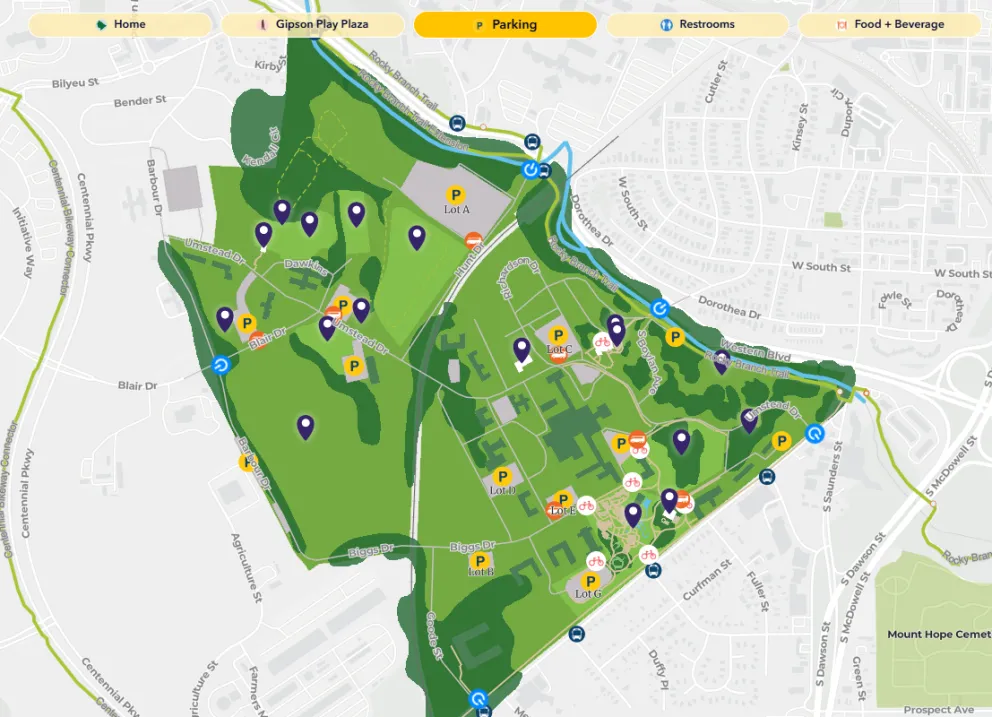 Dix Park Parking Map Screenshot November 2025
