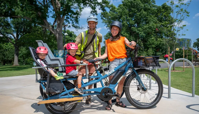 Family on bikes