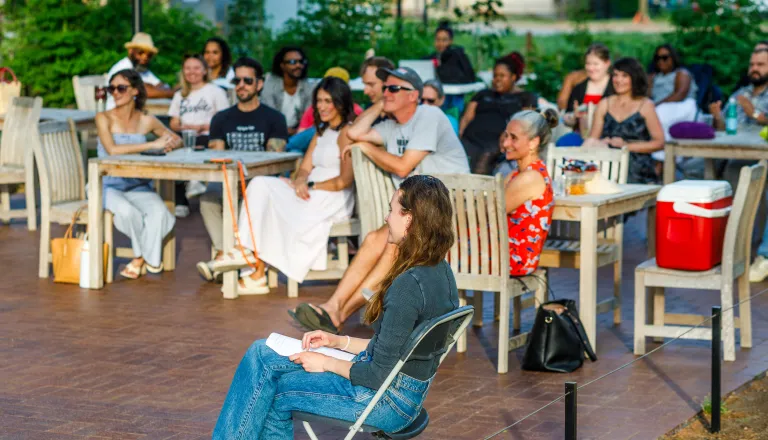people on an outdoor patio