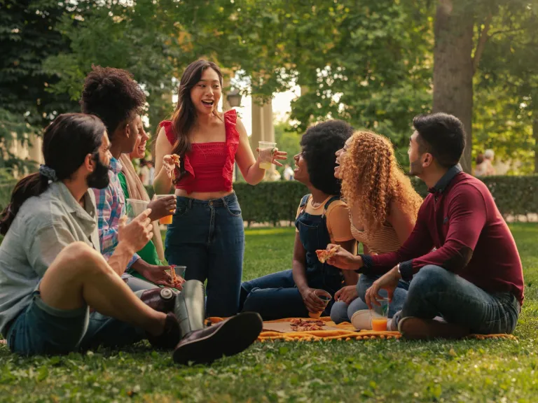 Group of friends having a picnic