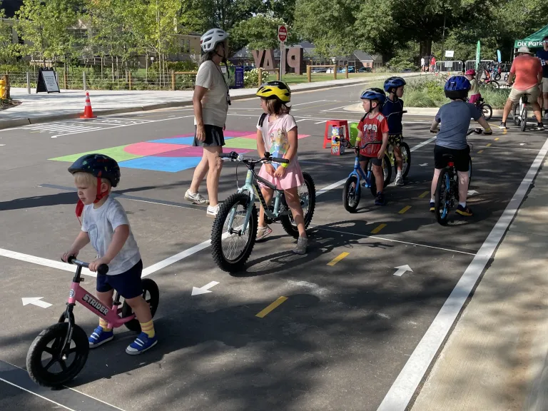 Learn to Ride Your Bike participants at the Traffic Garden