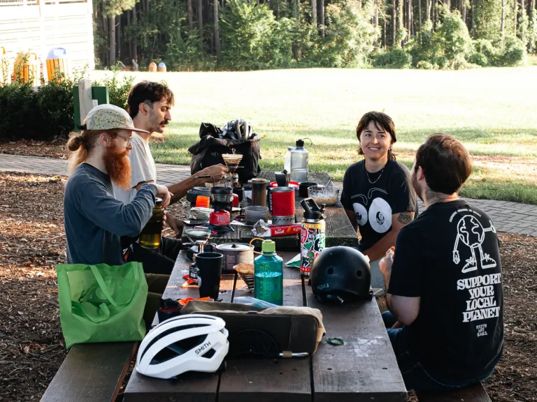 Oaks and Spokes coffee ride group at Flowers Field