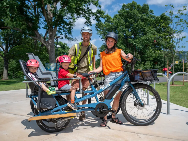 Family on bikes