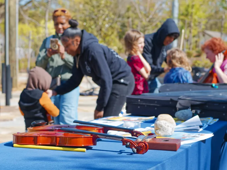 Table of instruments with kids