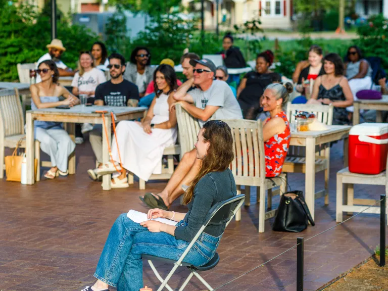 people on an outdoor patio