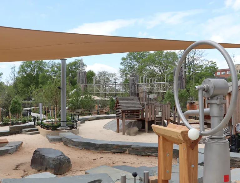 Sand Bowl and Boulder Town wet and dry sand play areas at Gipson Play Plaza