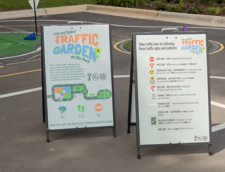 Dix Park Traffic Garden signs