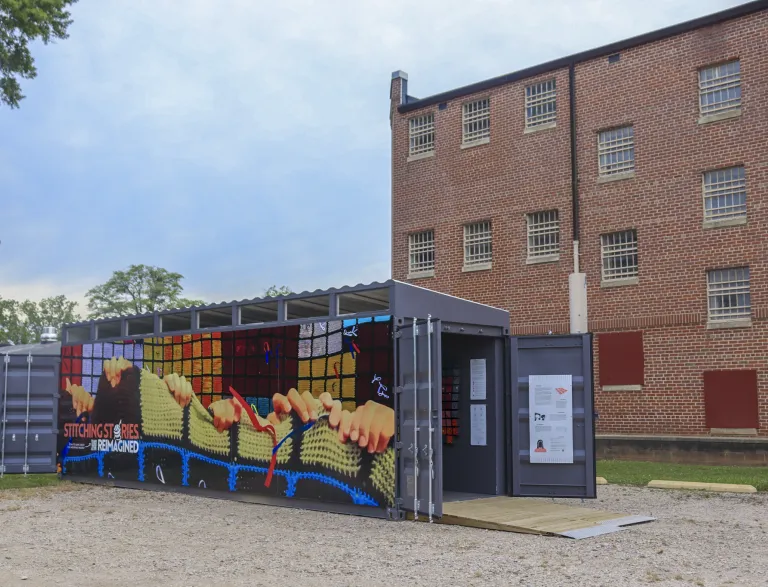 shipping container converted to art piece
