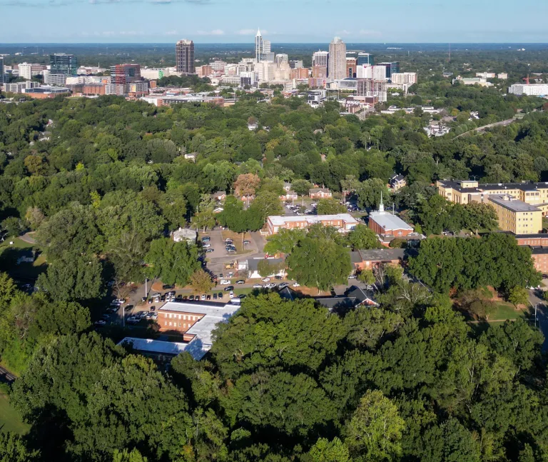 View of hospital and downtown skyline